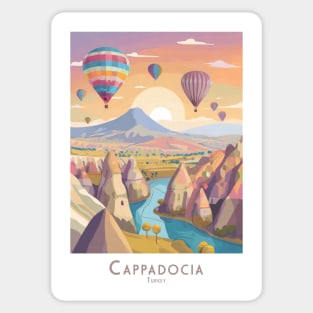 Travel Vintage Retro Poster Enchanting Cappadocia Sunset Sticker